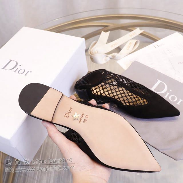 DIOR女鞋 迪奧2021專櫃新款平底尖頭涼鞋 Dior網狀鏤空靴  naq1470